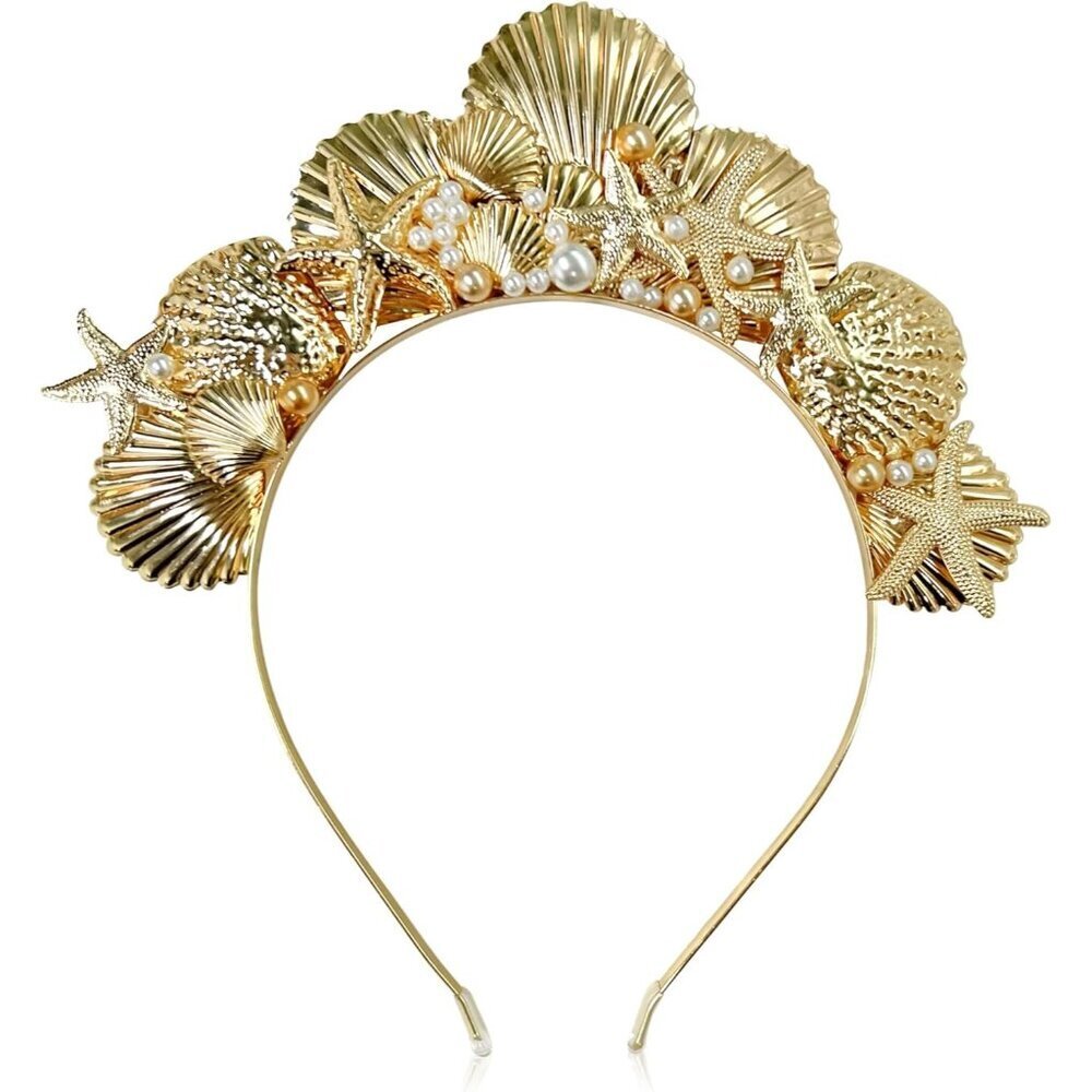 Golden Halo Crown Headpiece Seashell Costume Accessory for Women